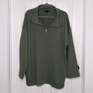 J Crew oversized quarter zip green sweatshirt size XL